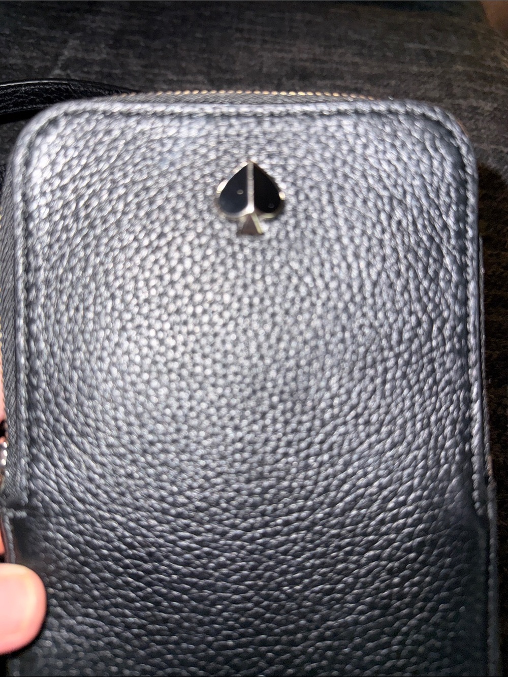 Kate Spade Black Pebbled Leather Phone Pouch Wallet/ Crossbody w/gold accents - Picture 2 of 10